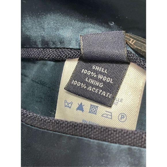 Lands End Blazer Sport Coat Suit Jacket Men Size 44 Blue Gold Button Wool - Picture 9 of 11